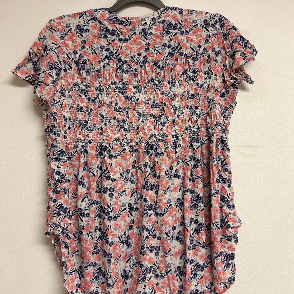 Knox Rose Pink and Blue Floral Blouse